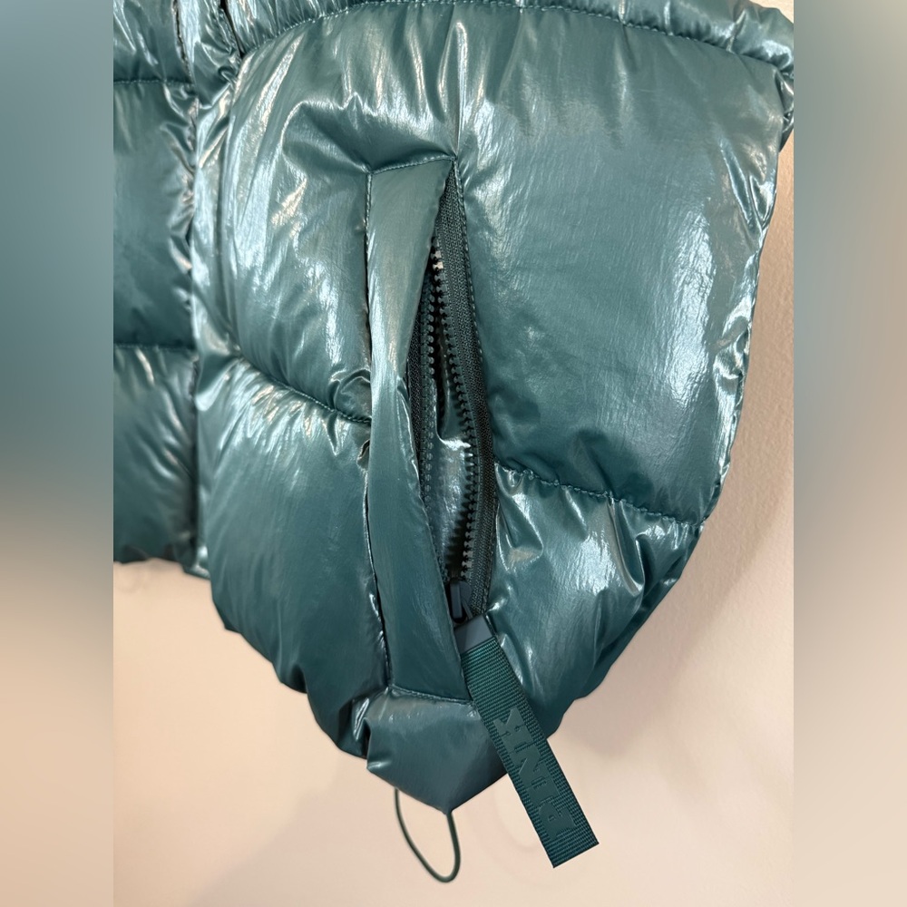 PINK Victoria's Secret High Shine Marshmallow Puffer Vest Forest Green Women's L - Picture 7 of 14